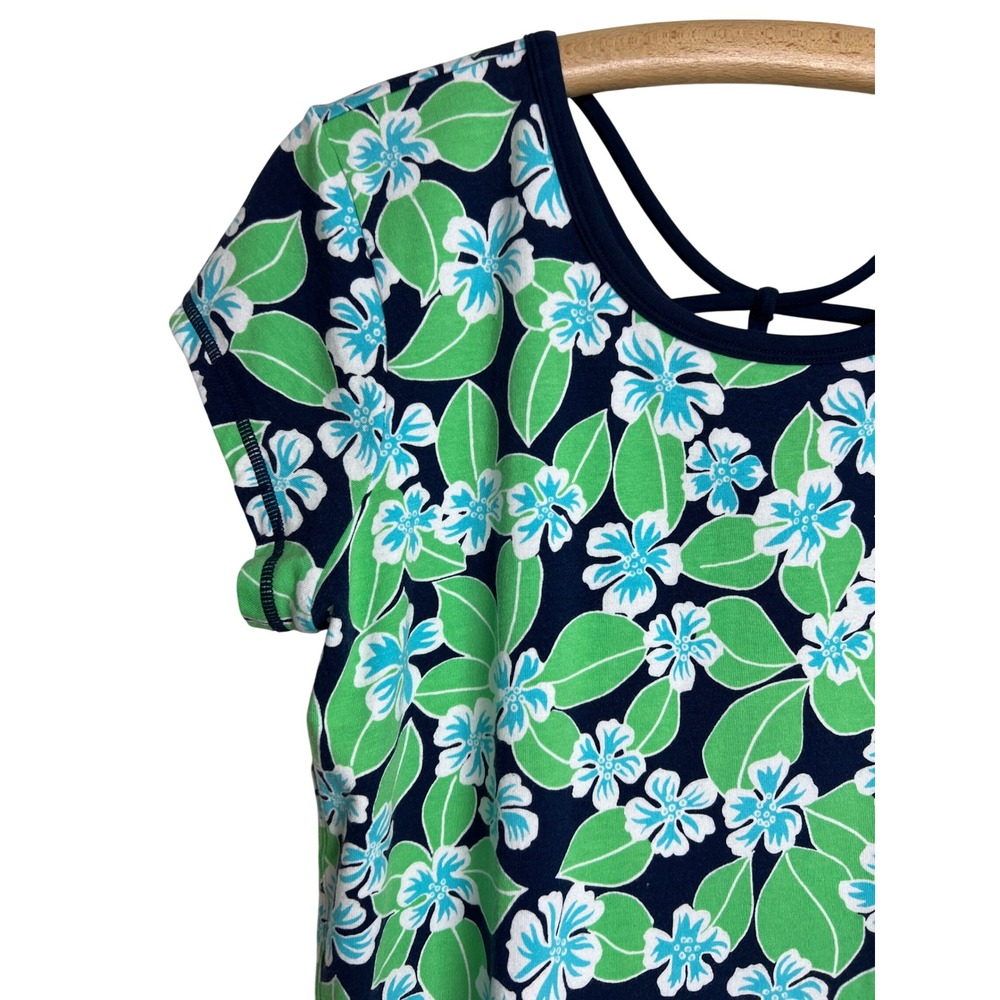 Talbots T by Talbots Top Womens MP Blue Green Floral Strappy Back Activewear E02 - Picture 6 of 14